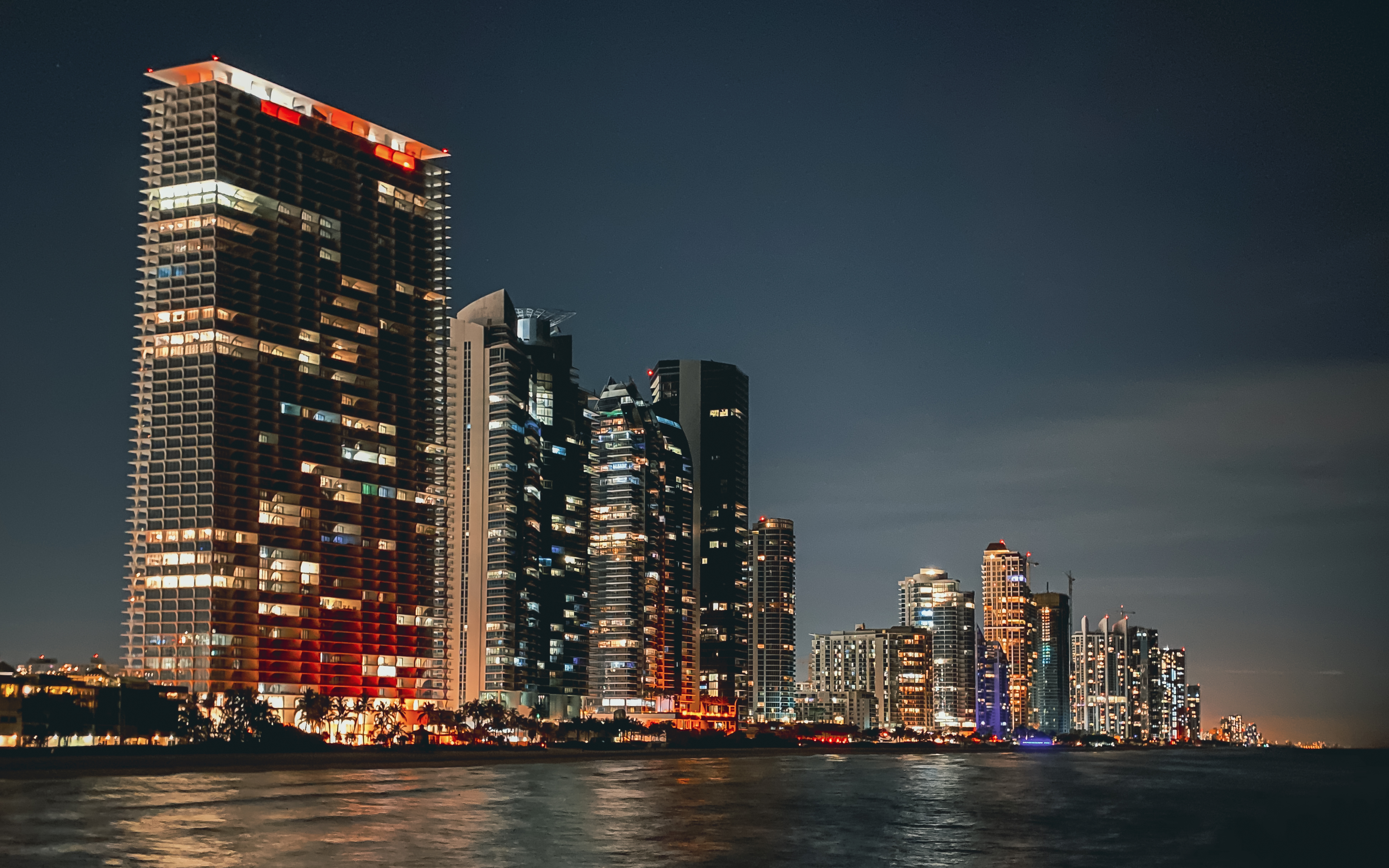 Miami skyline seen from the ocean