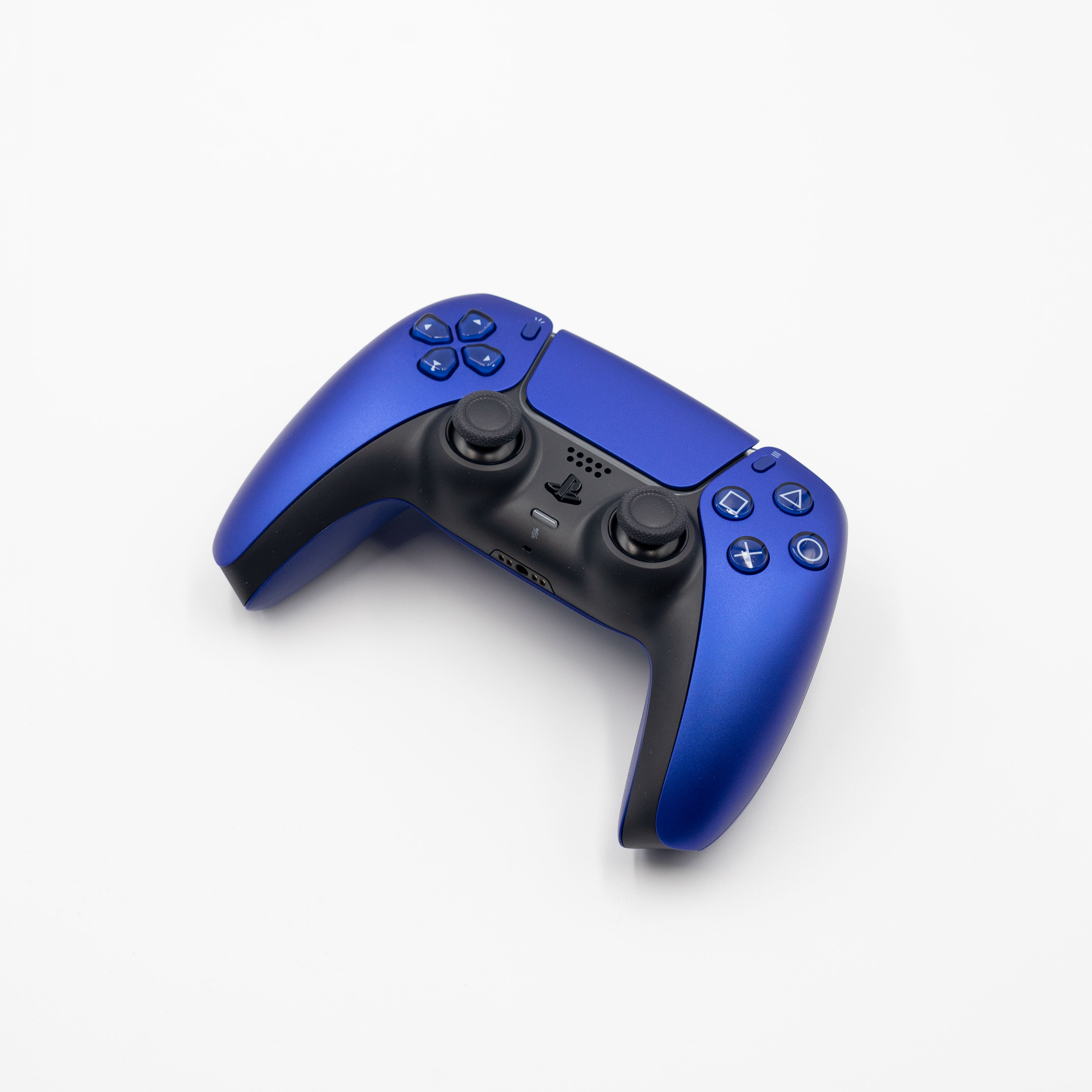 A blue DualSense wireless controller