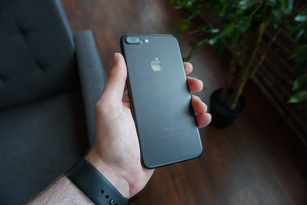 A smartphone held in one hand