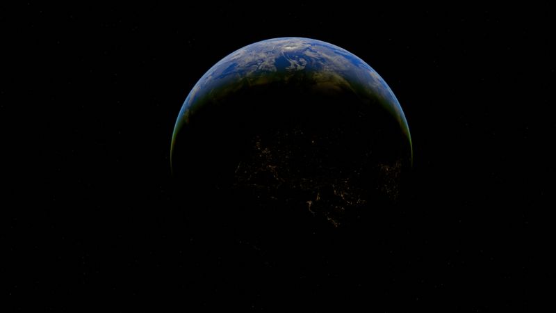 Half-lit Earth seen from space