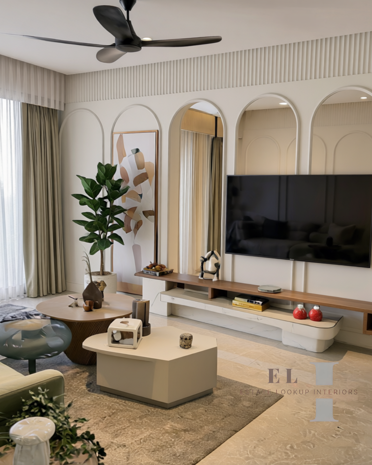 TV Lounge Interior Design in Kolkata by Estate Lookup Interiors