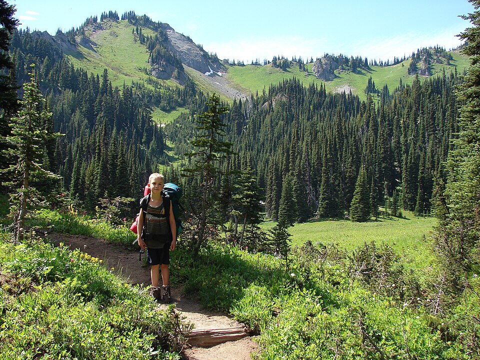 A hiker on the Palisades Trail