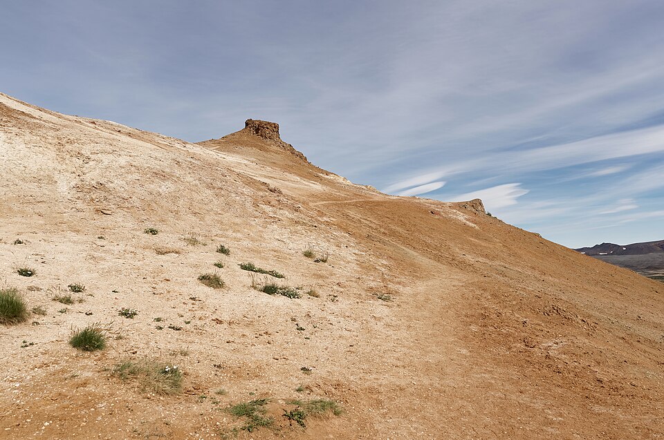 A hiking trail at Námafjall Mountain in Iceland
