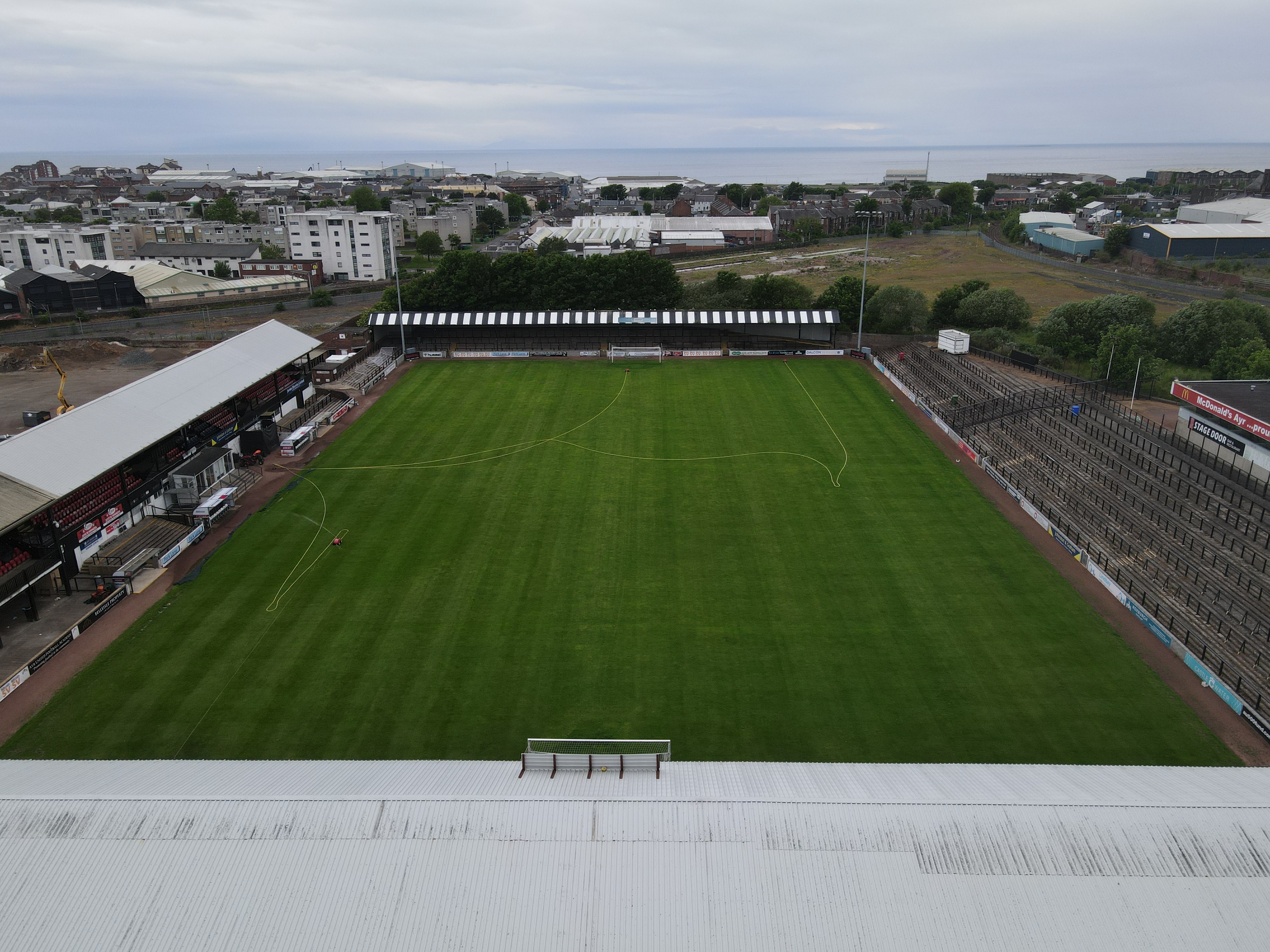 Aerial view of Somerset Park, the home ground of Ayr United