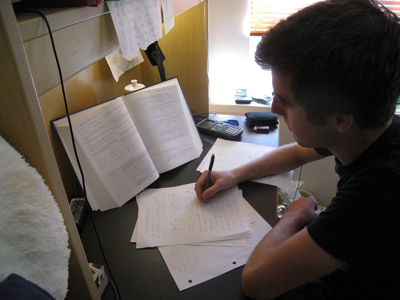 A student studying