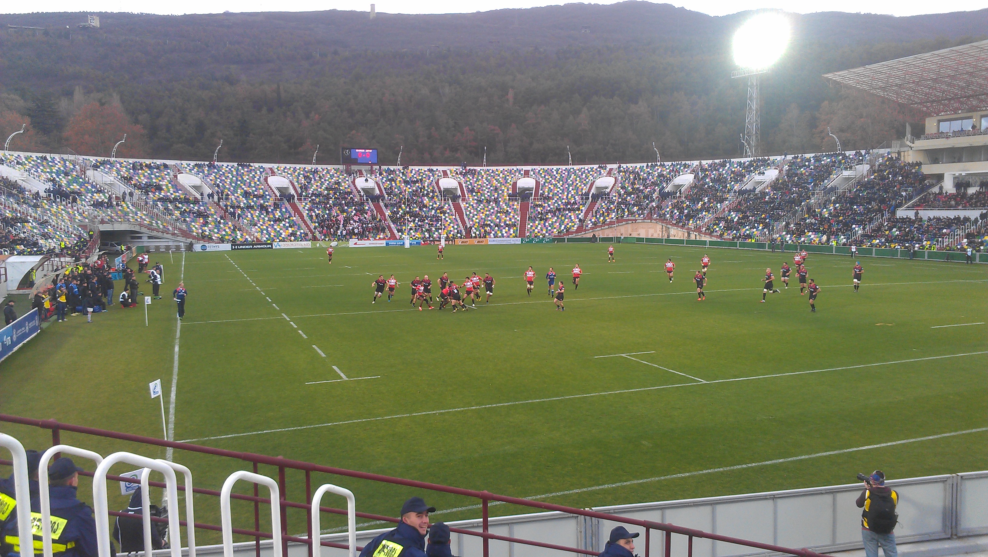 Rugby union players in action in an earlier Test match