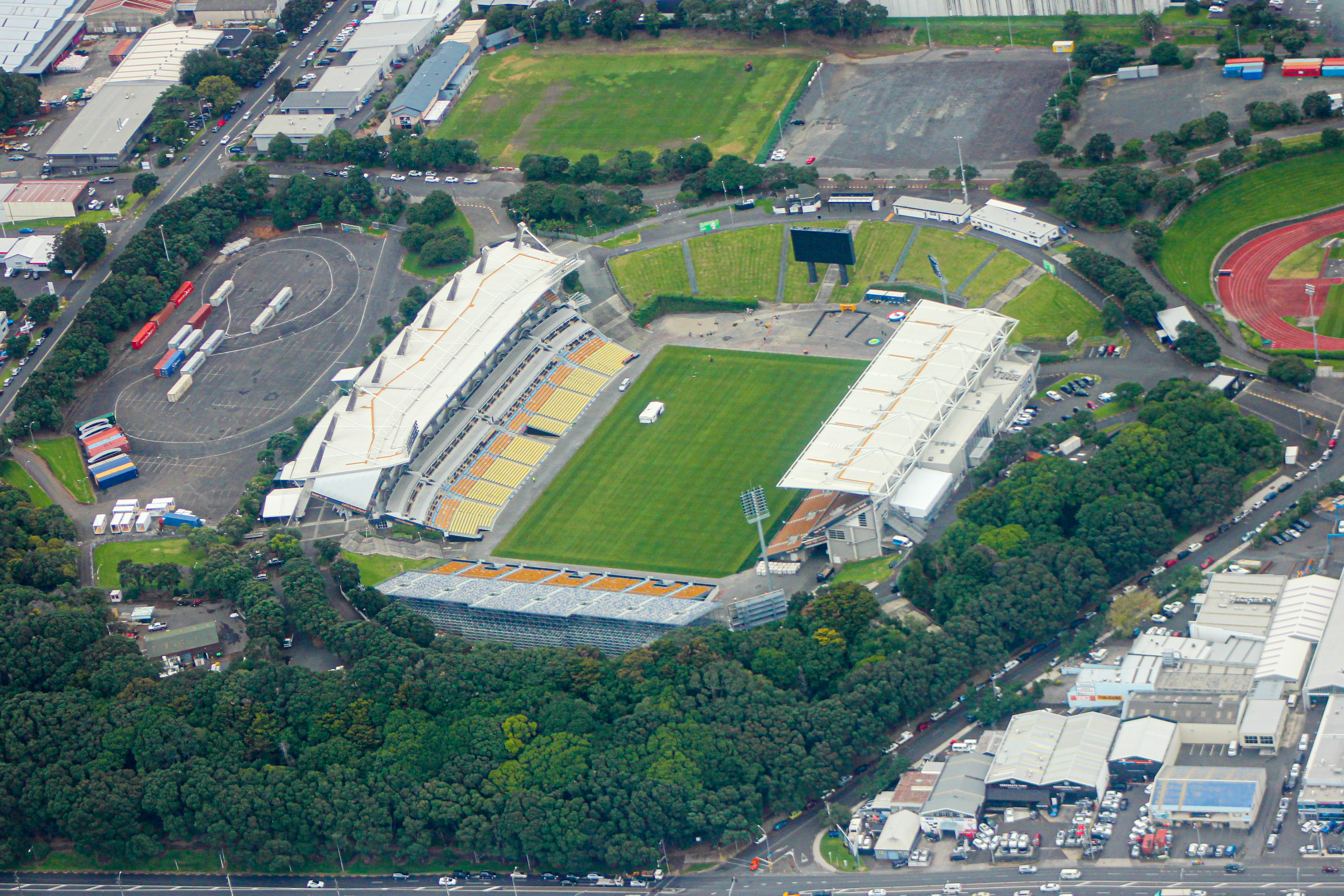 An aerial view of Mt Smart Stadium in Auckland