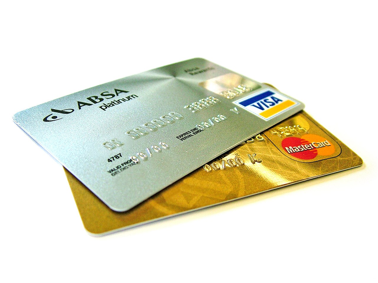A stack of credit cards on a table
