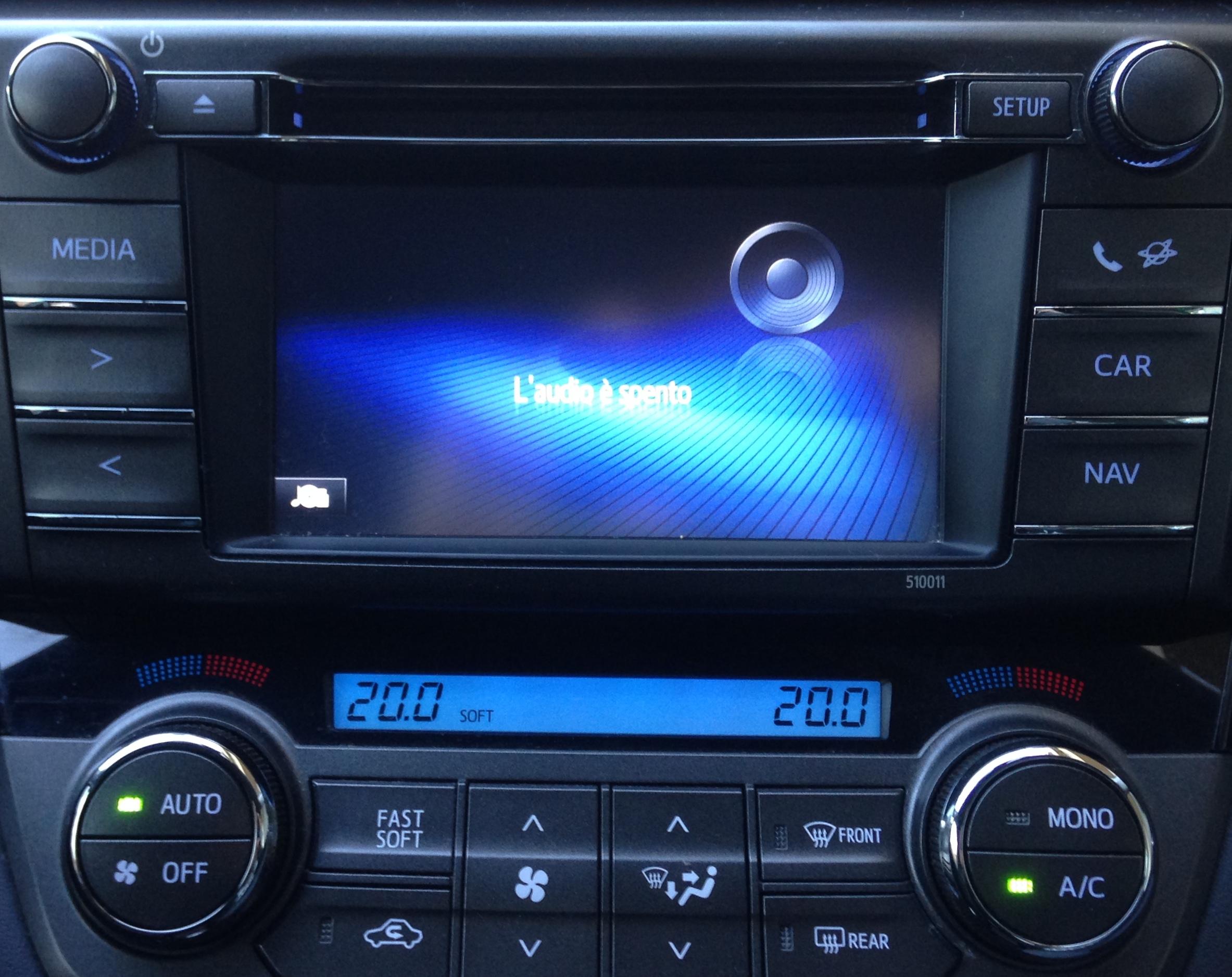 Air conditioning control pictograms on a Toyota RAV4 dashboard