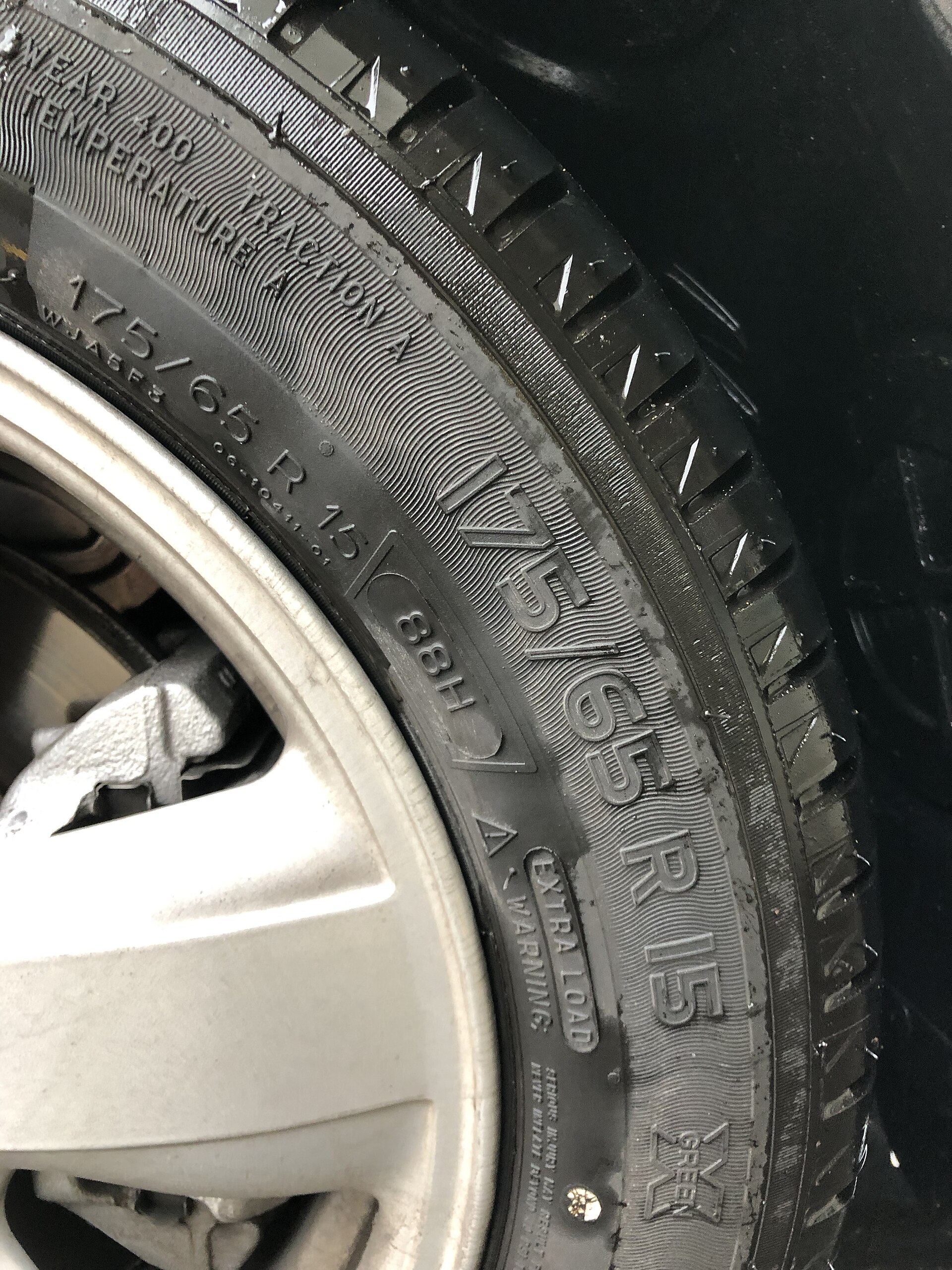 Close-up of a car tire tread