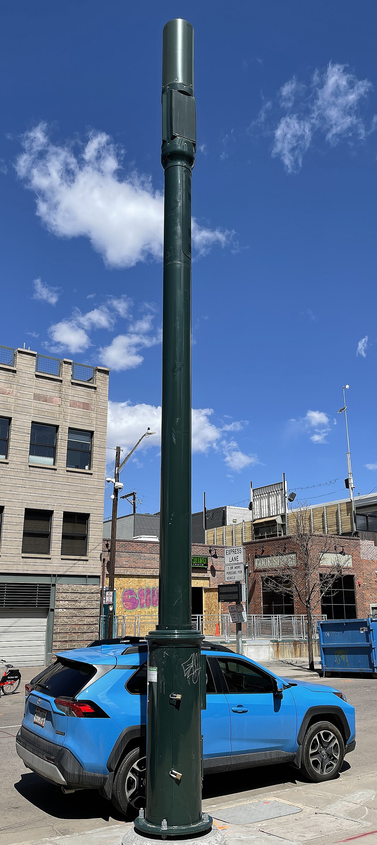 A 5G cell tower against the sky
