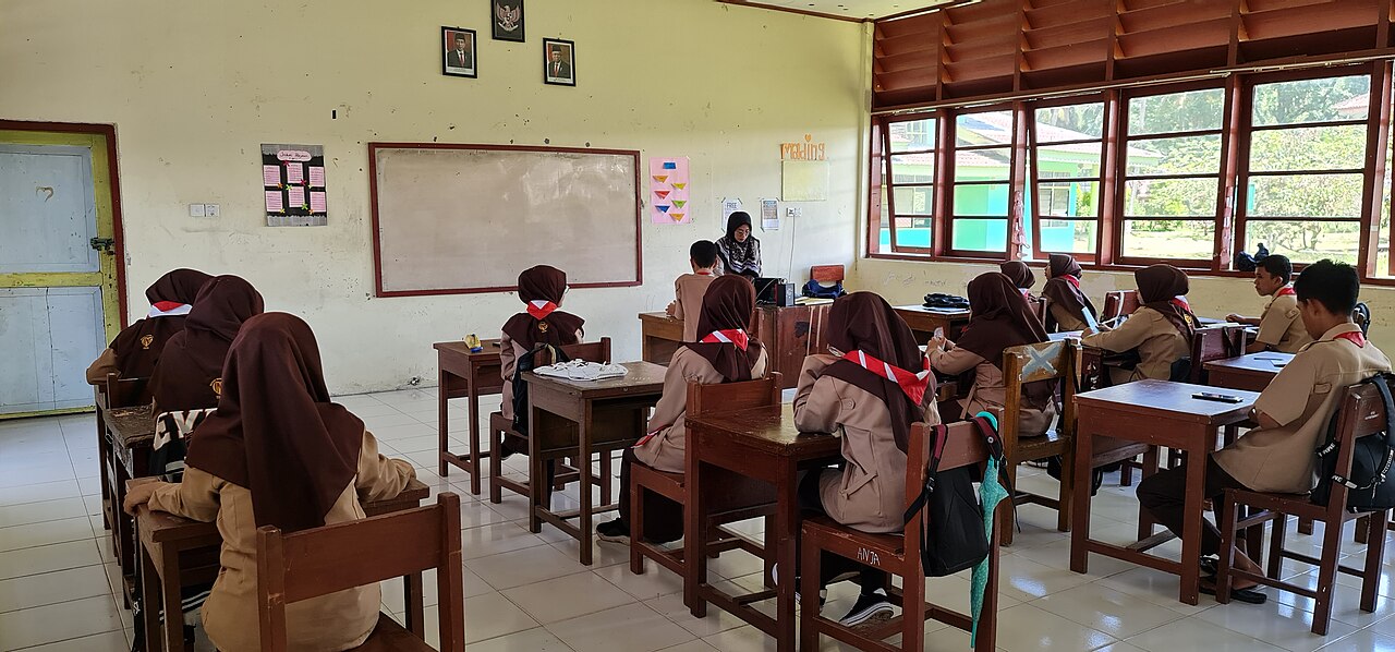 Students learning in a classroom