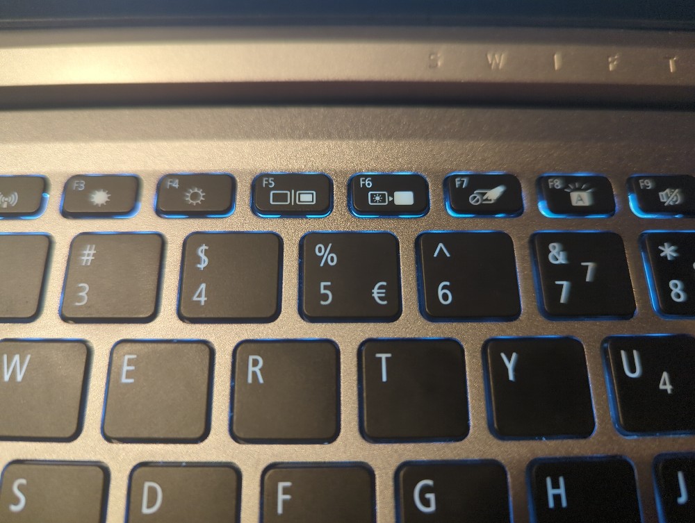 A close view of a laptop keyboard