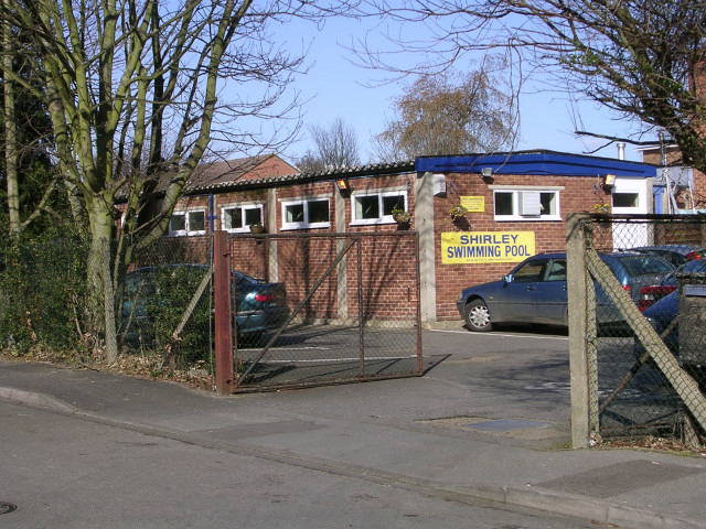 Exterior of the Shirley Swimming Pool building on Kentish Road
