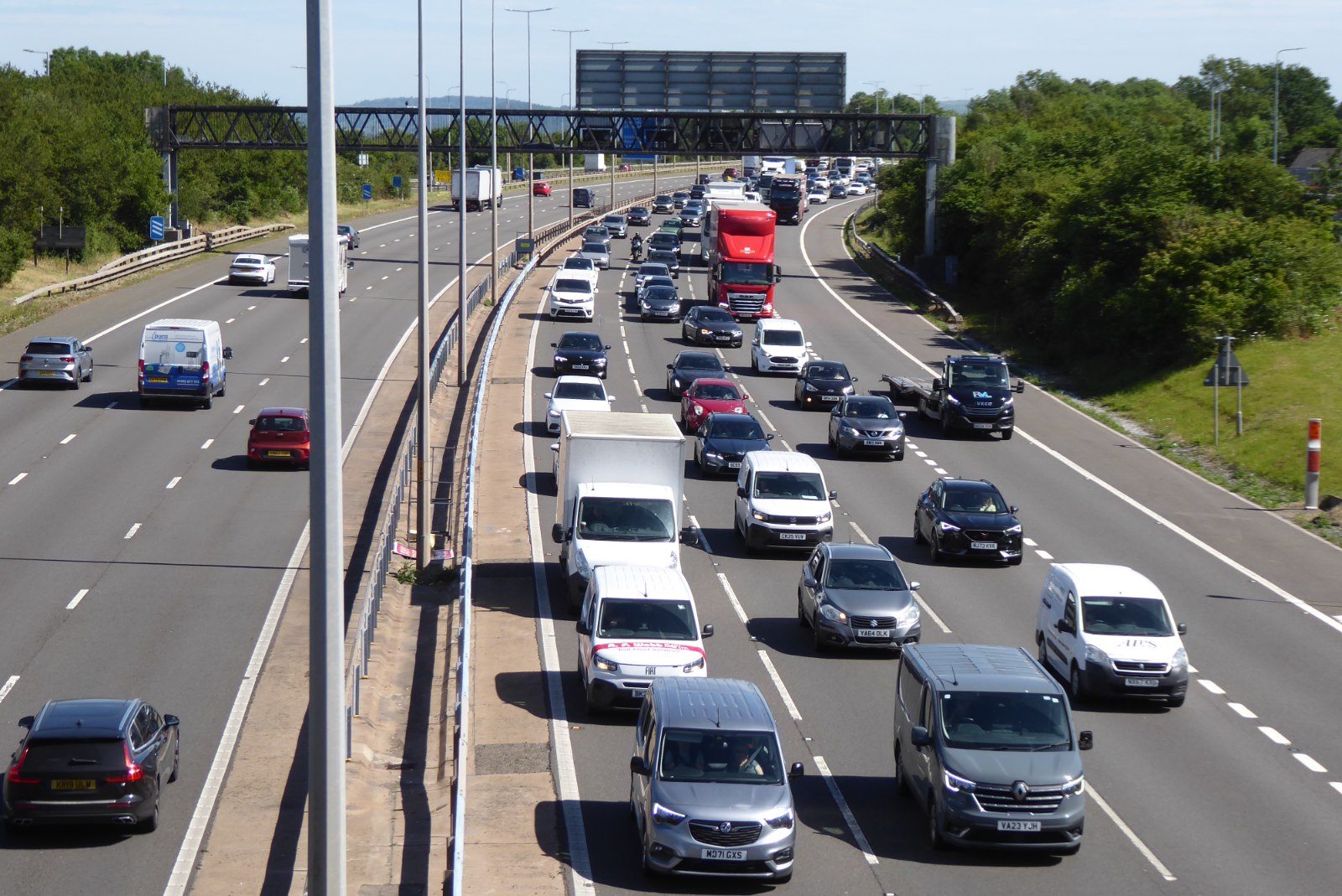 Queues of traffic on the M5 motorway
