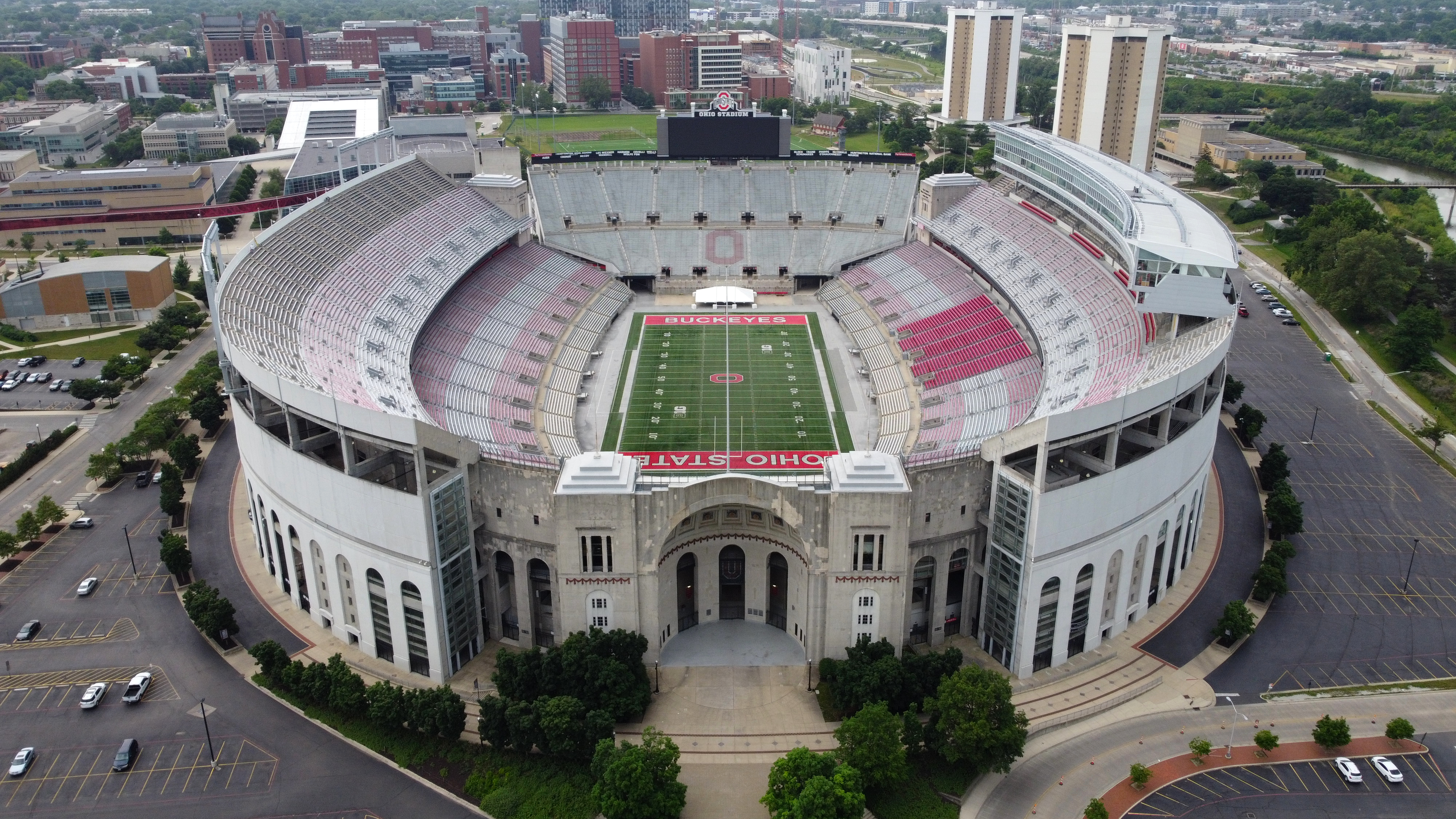 Aerial view of Ohio Stadium in Columbus, Ohio