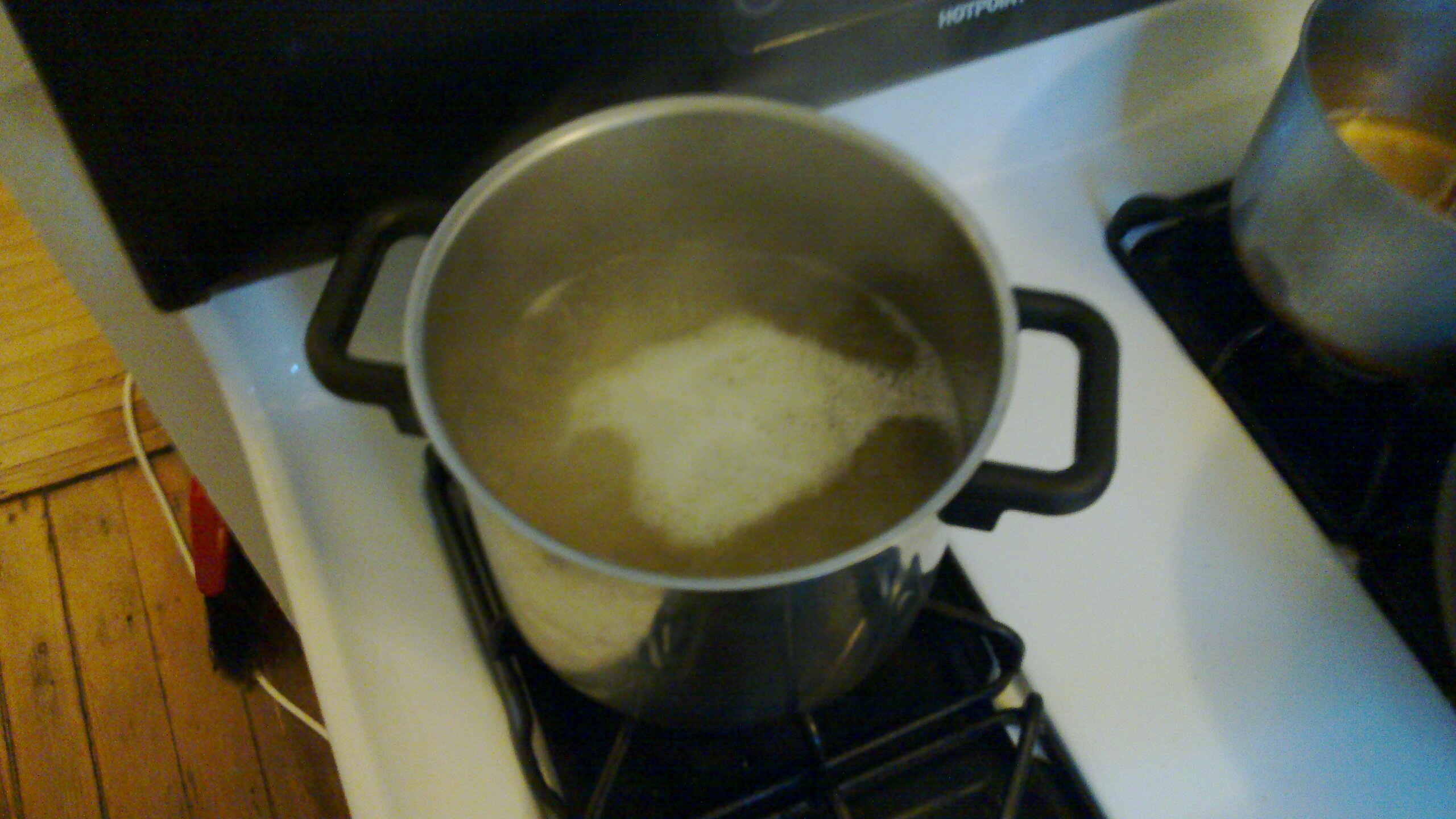 Pasta boiling in a large pot of water
