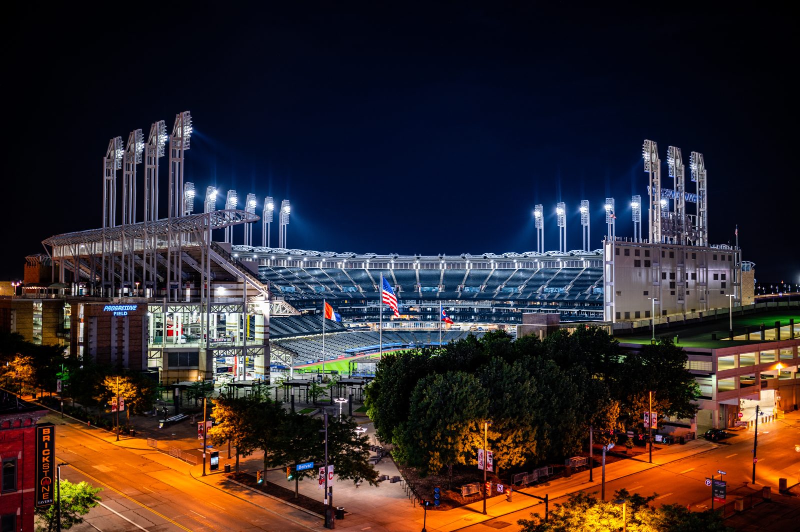 Progressive Field at night in a file photo