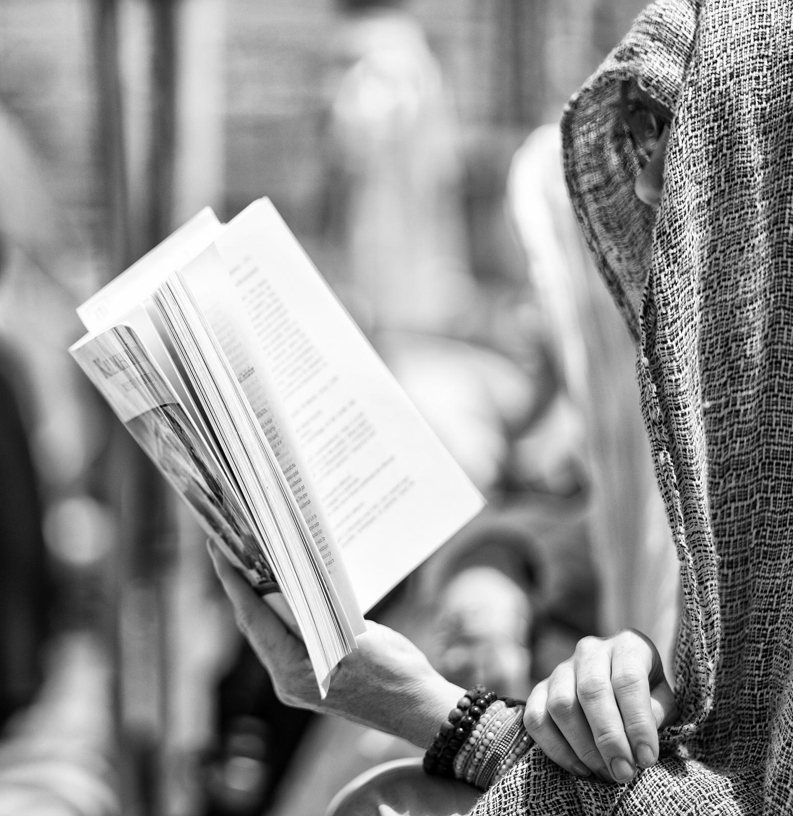 A person reading a book
