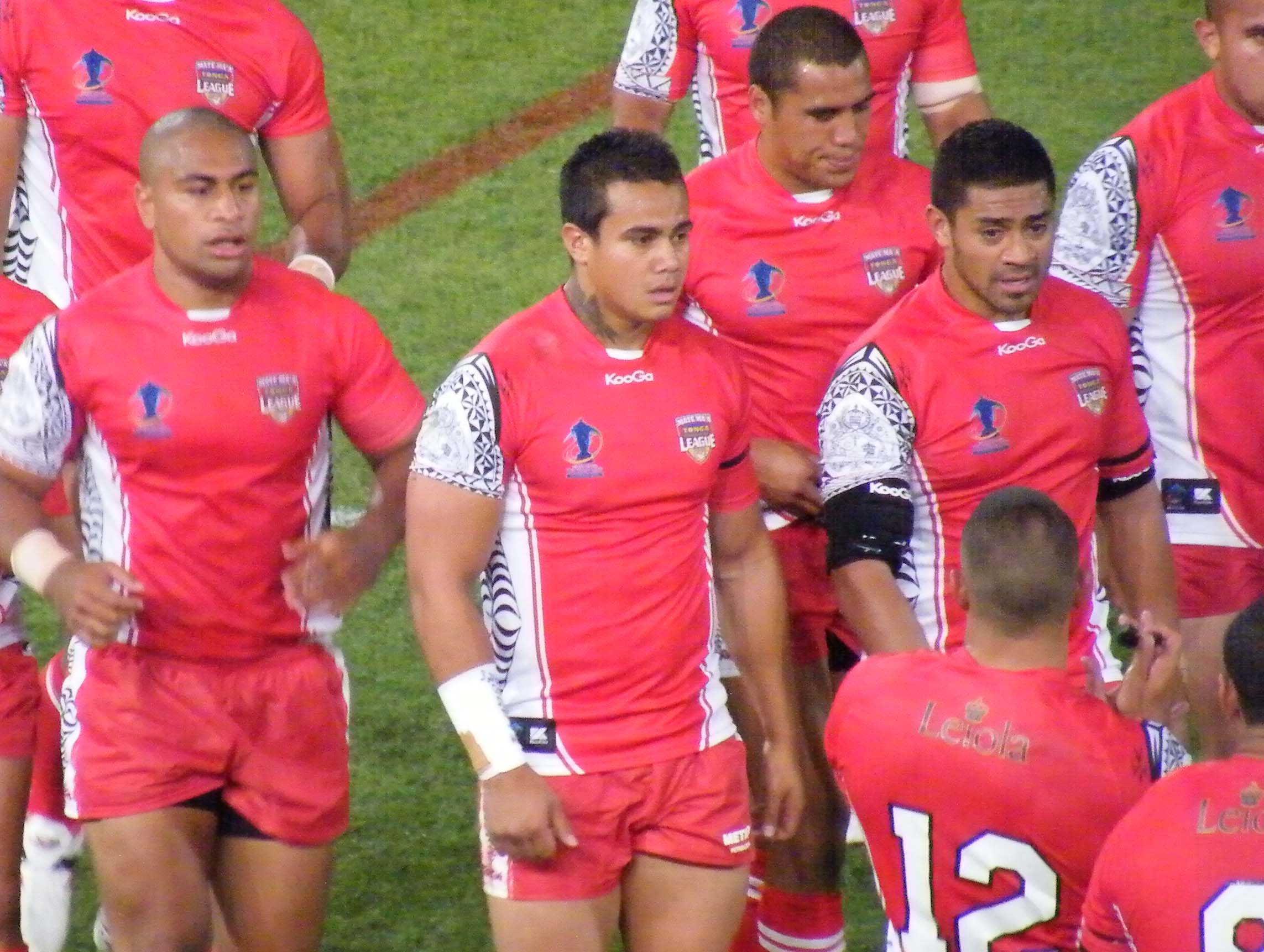 Tonga players in action in an earlier rugby league match