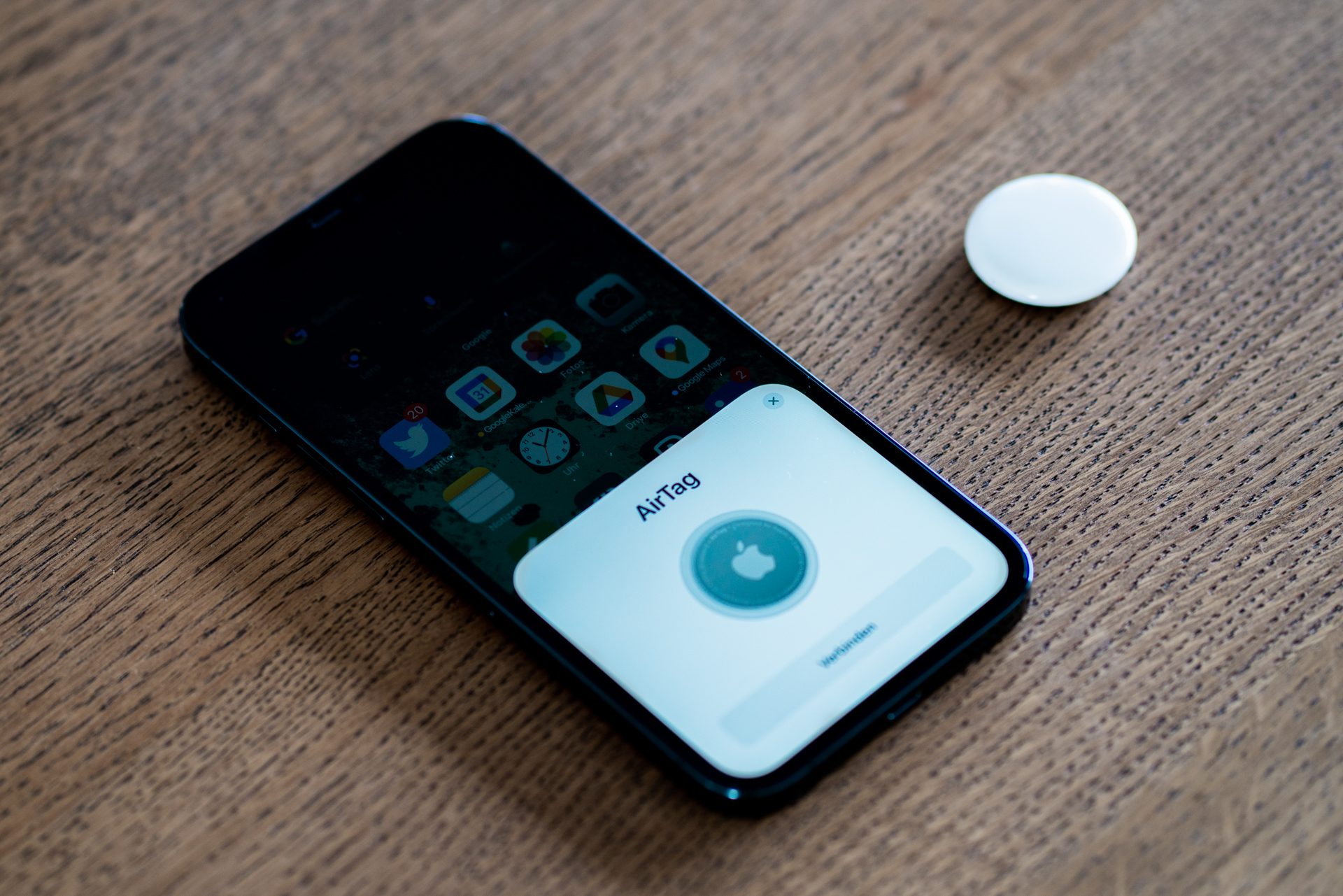 Apple AirTags setup screen on a phone
