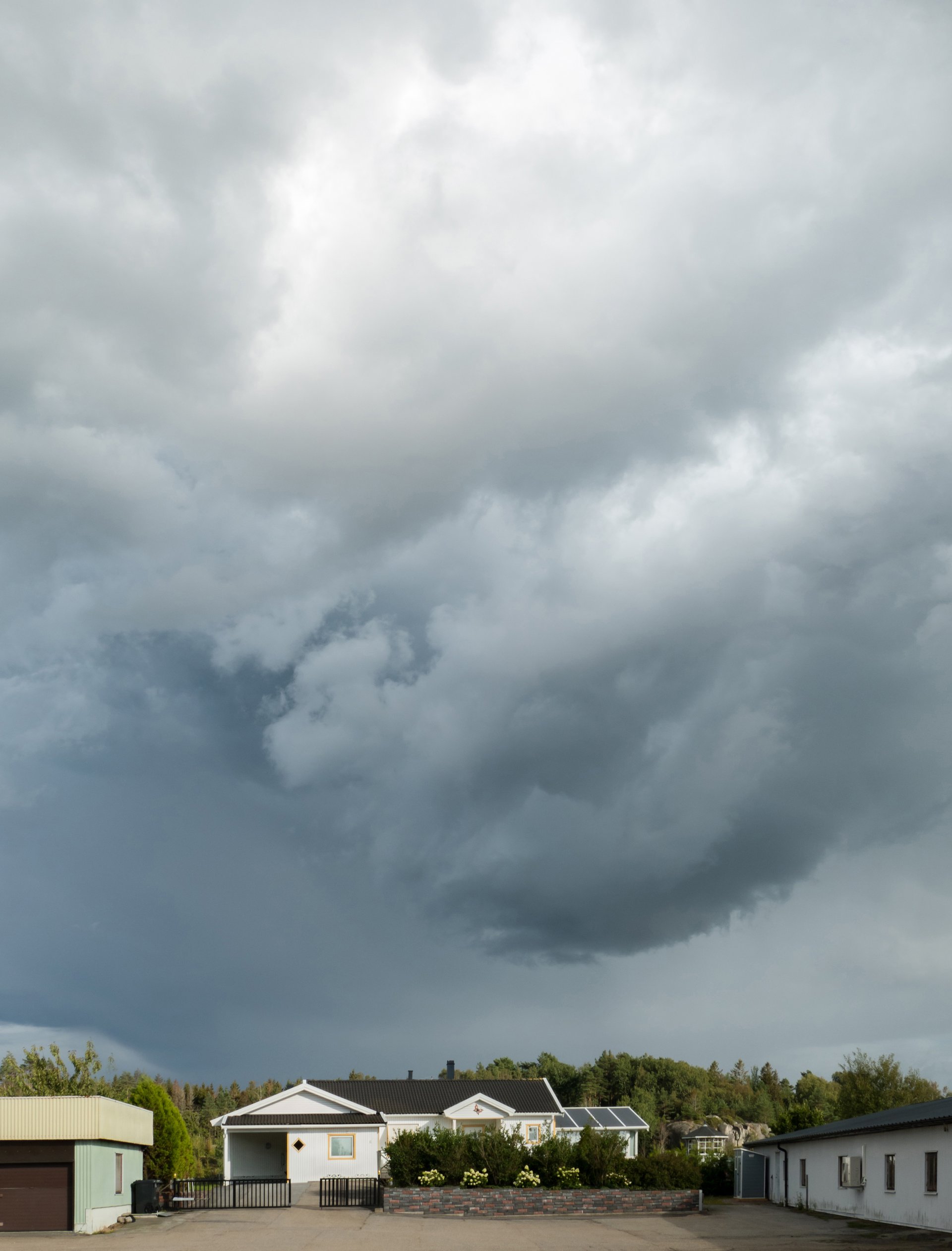 Dark thunder clouds build before a thunderstorm