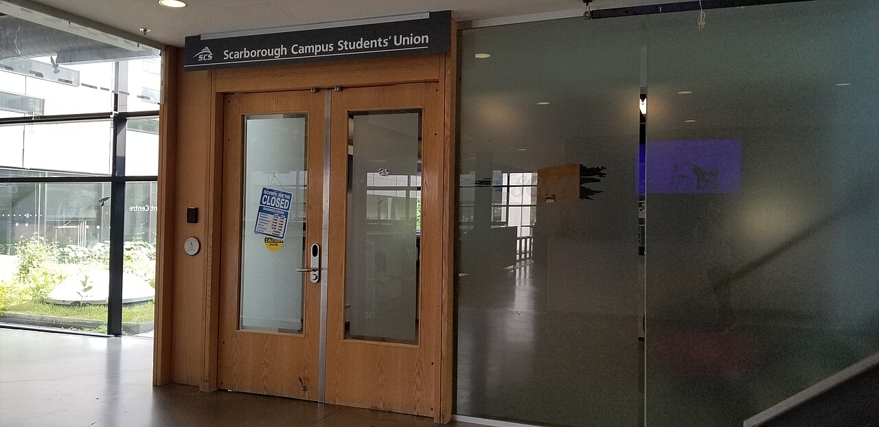 A students' union office on a university campus