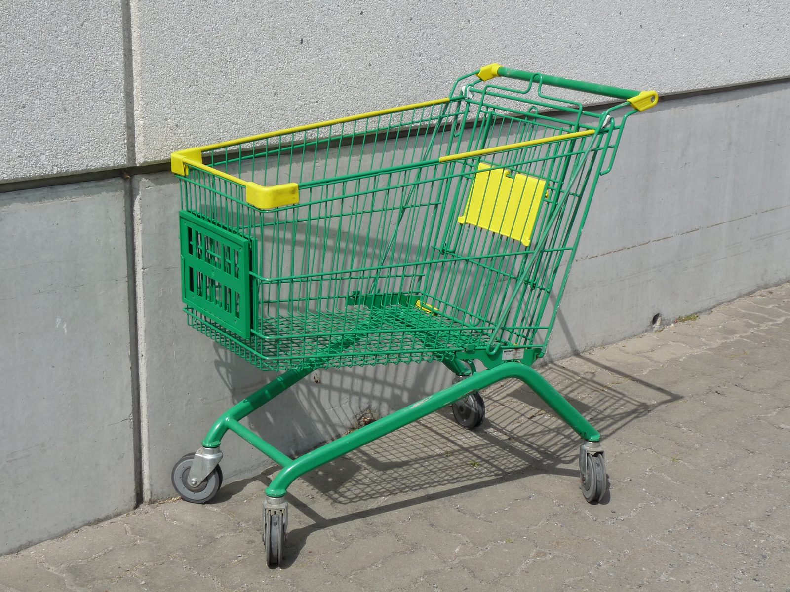 A shopping cart in a supermarket