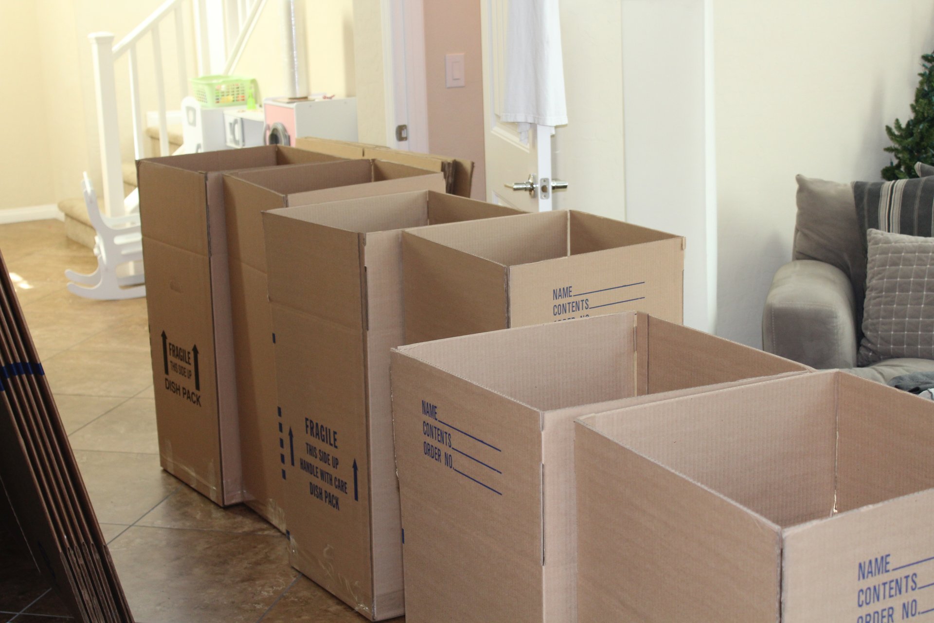 Packed moving boxes