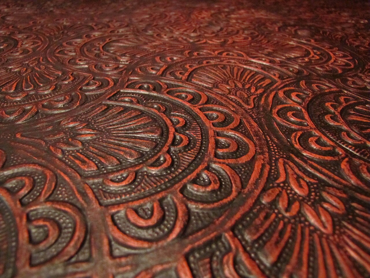 Detail of patterned wallpaper, the kind that often needs scoring before soaking
