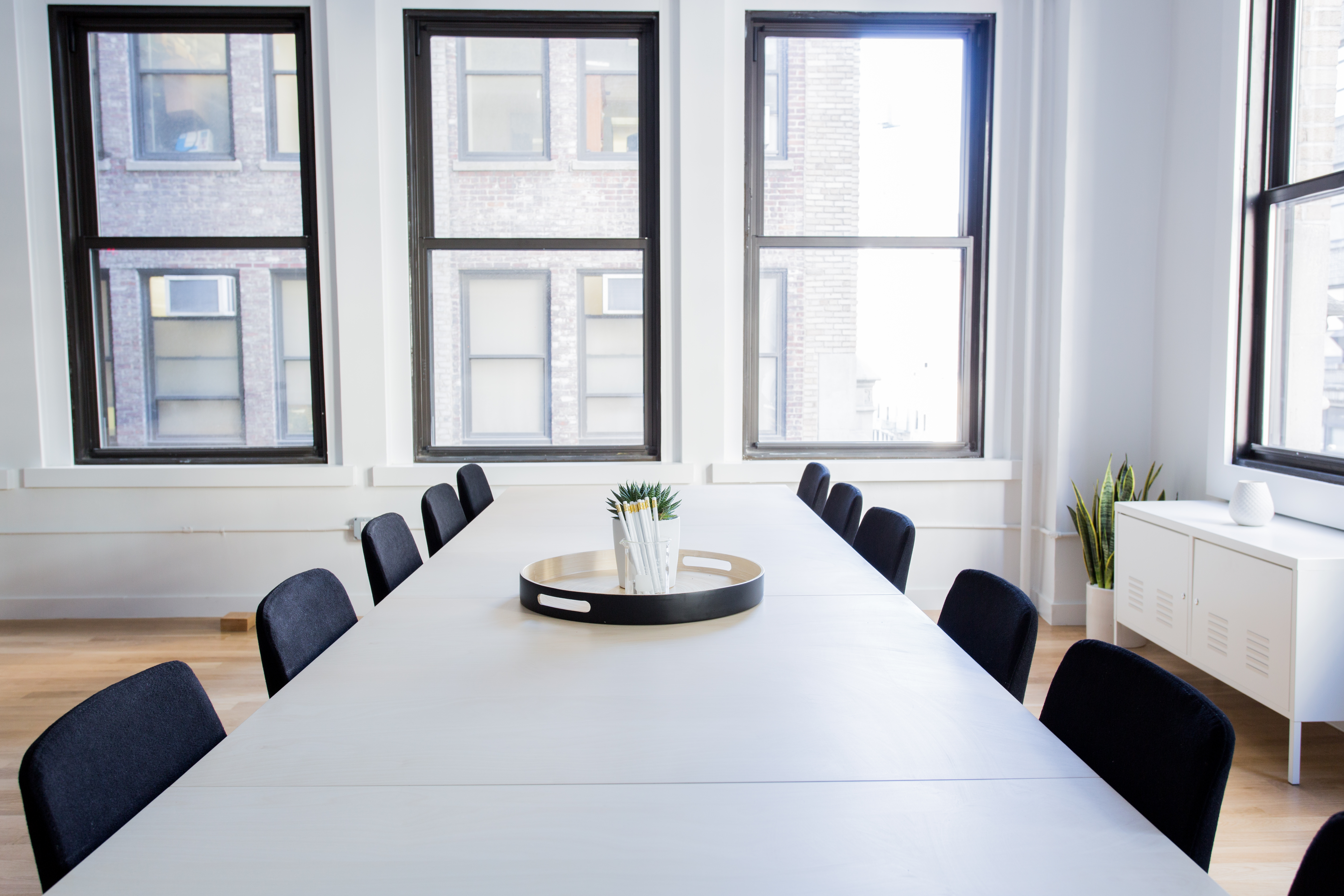 A bright, minimal meeting room