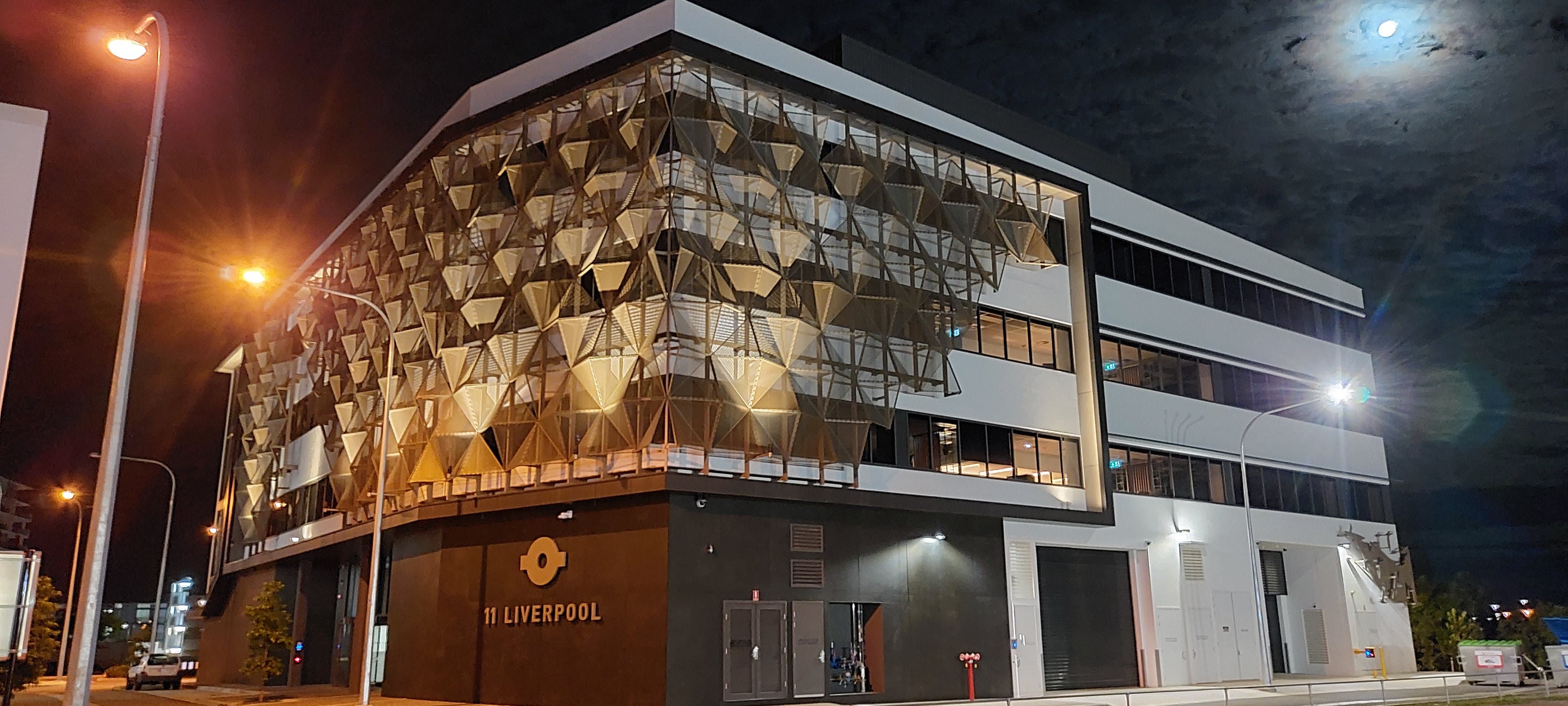 The Australian Taxation Office building in Townsville at night