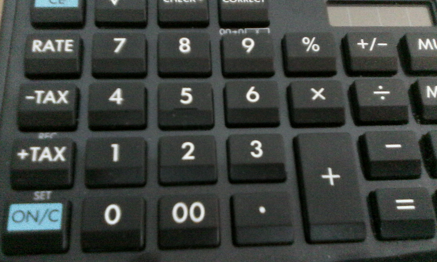A calculator with tax keys