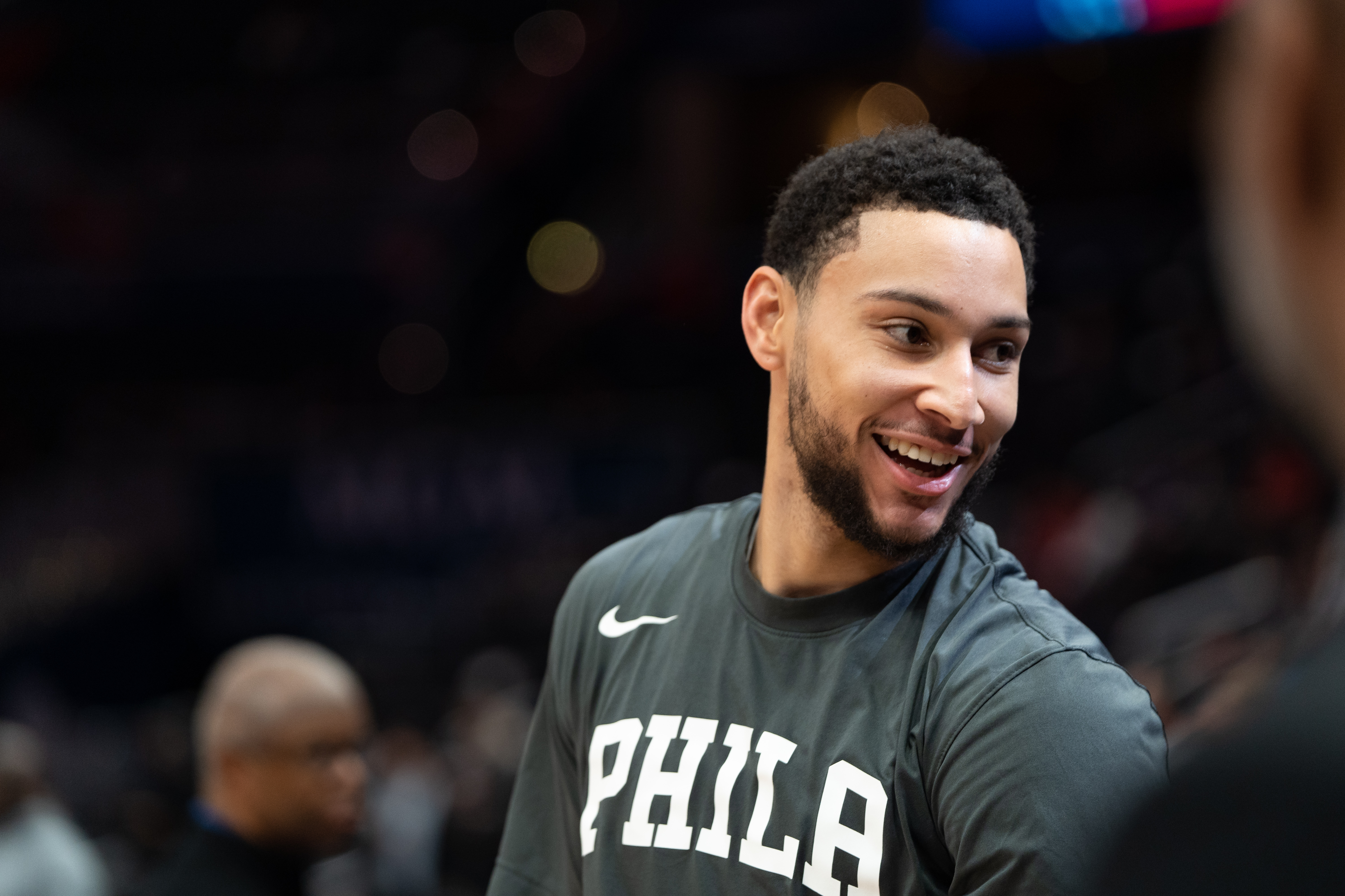 Ben Simmons in action during a game in 2019