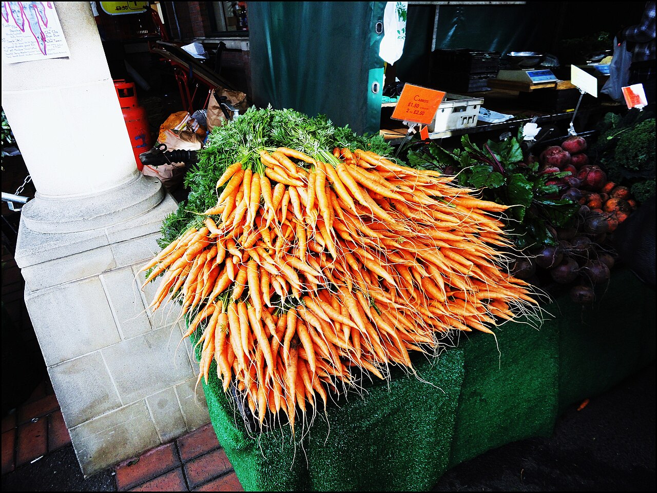 A bunch of fresh carrots