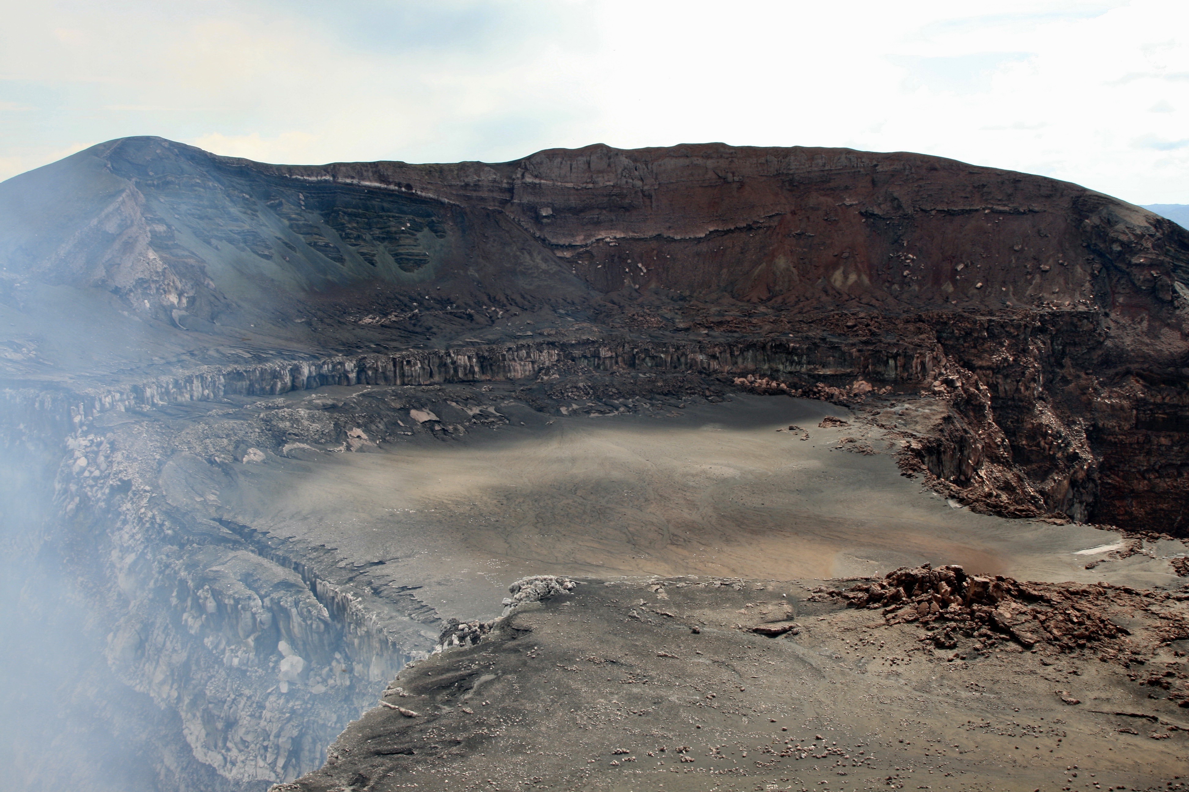 The wide crater of Masaya volcano in daylight