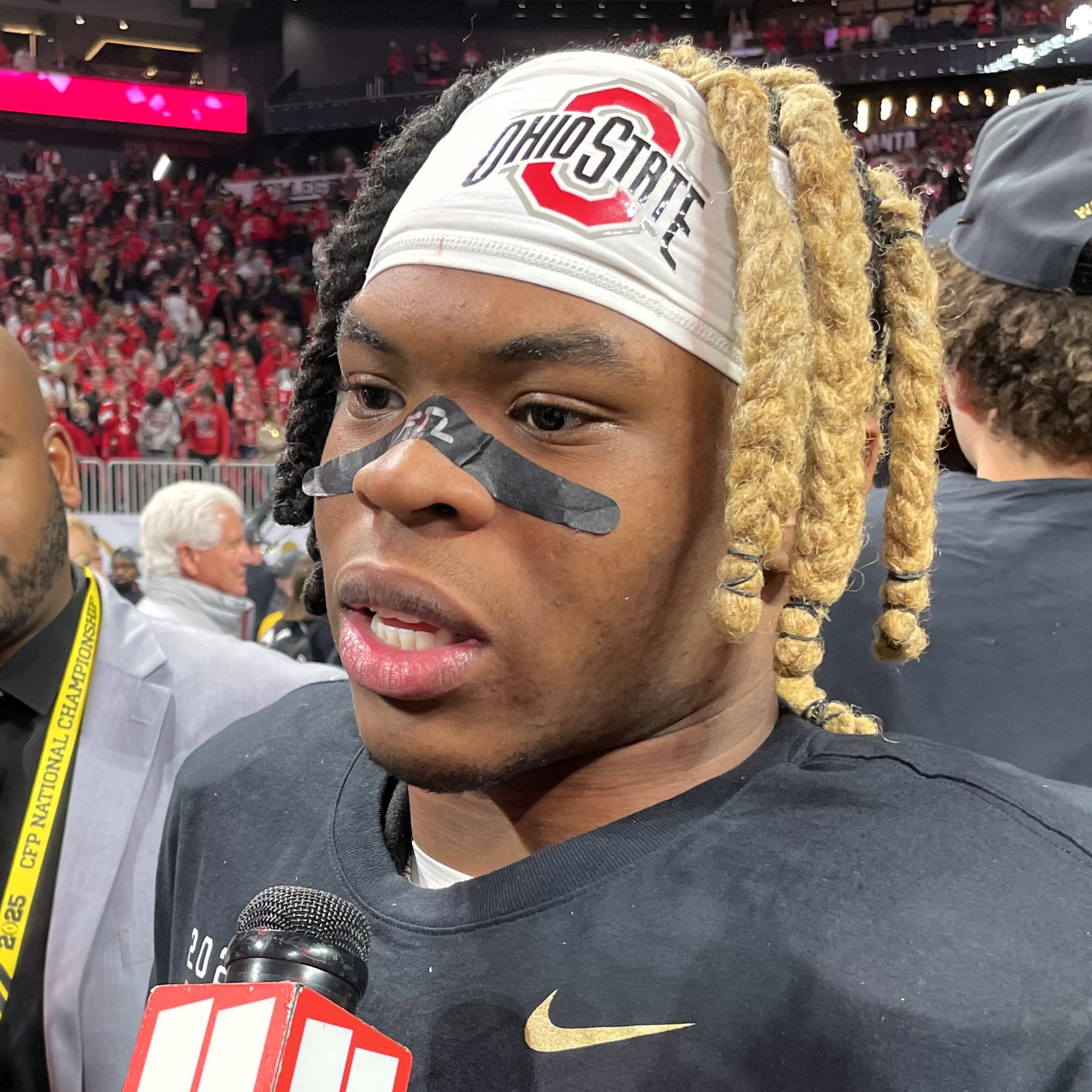 Quinshon Judkins at Ohio State's title celebration in January 2025