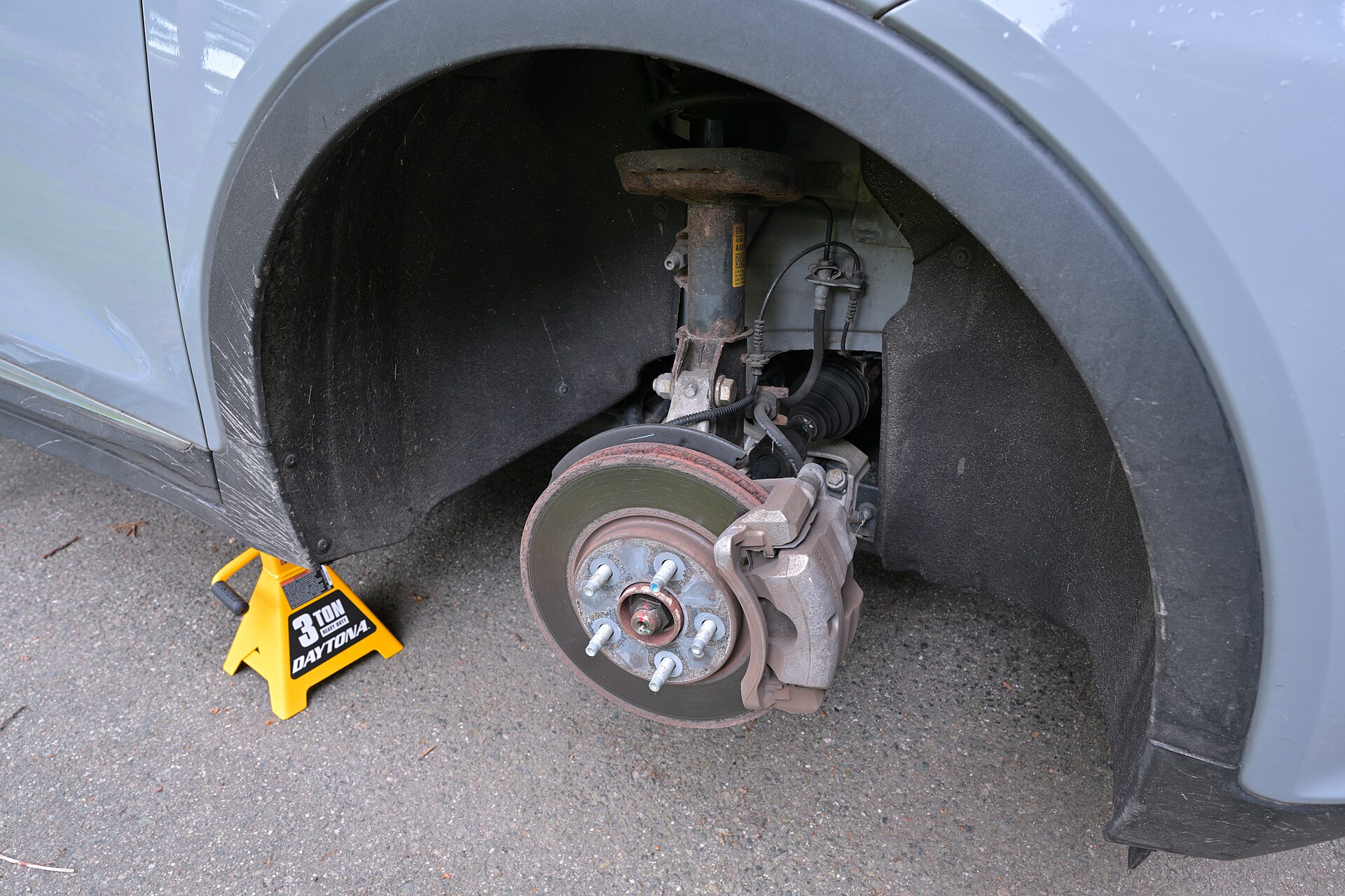 Brake disc with surface rust and wear on the friction face