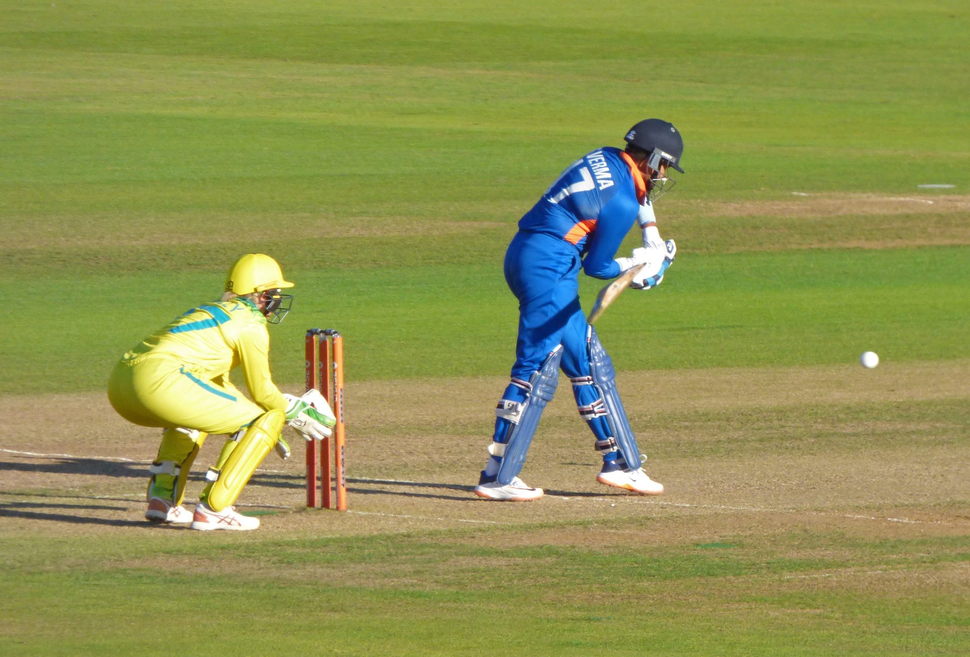 Shafali Verma celebrates during a women's T20 international match for India