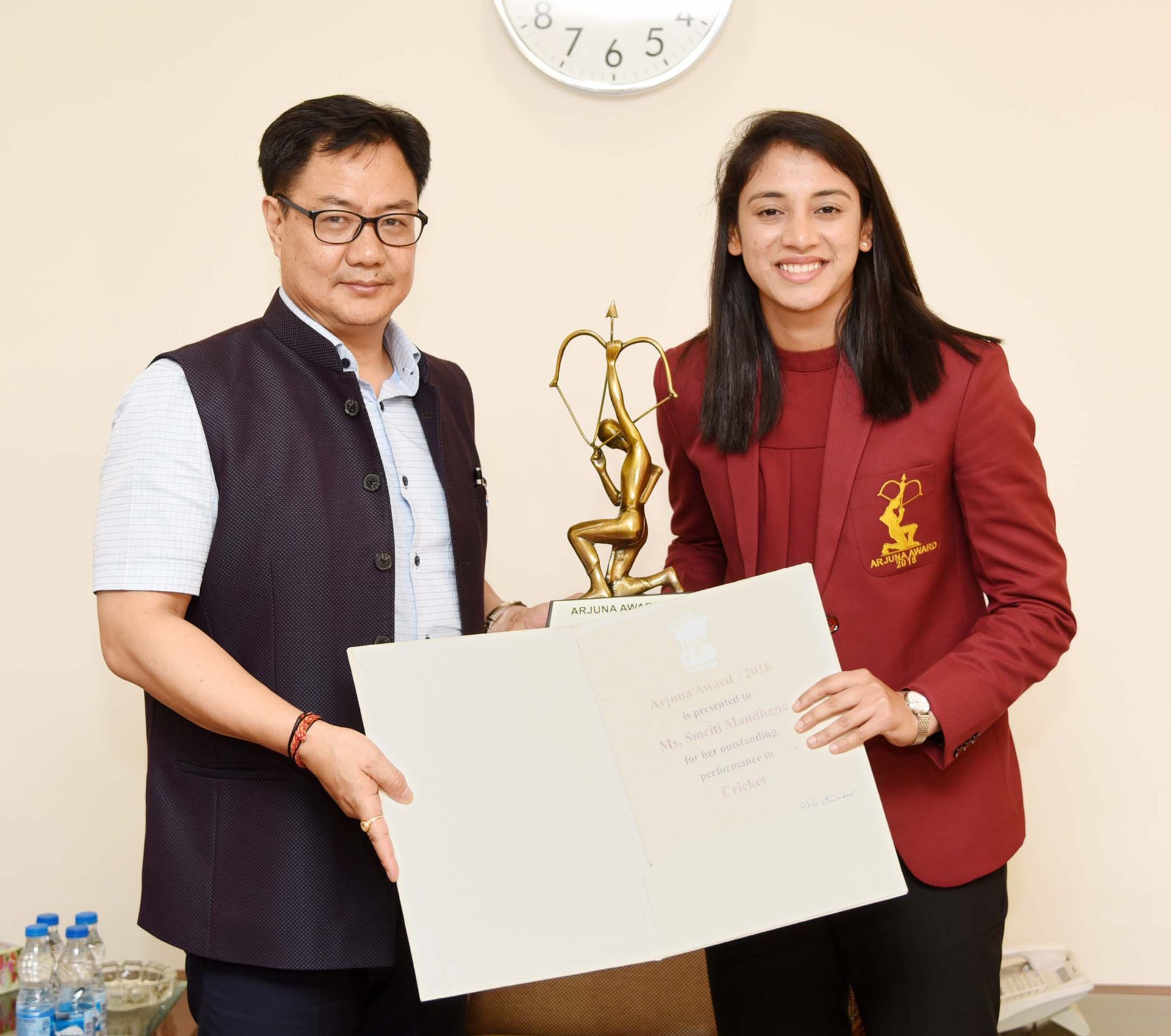 Smriti Mandhana after receiving the Arjun Award in 2019. She was later named India captain across formats
