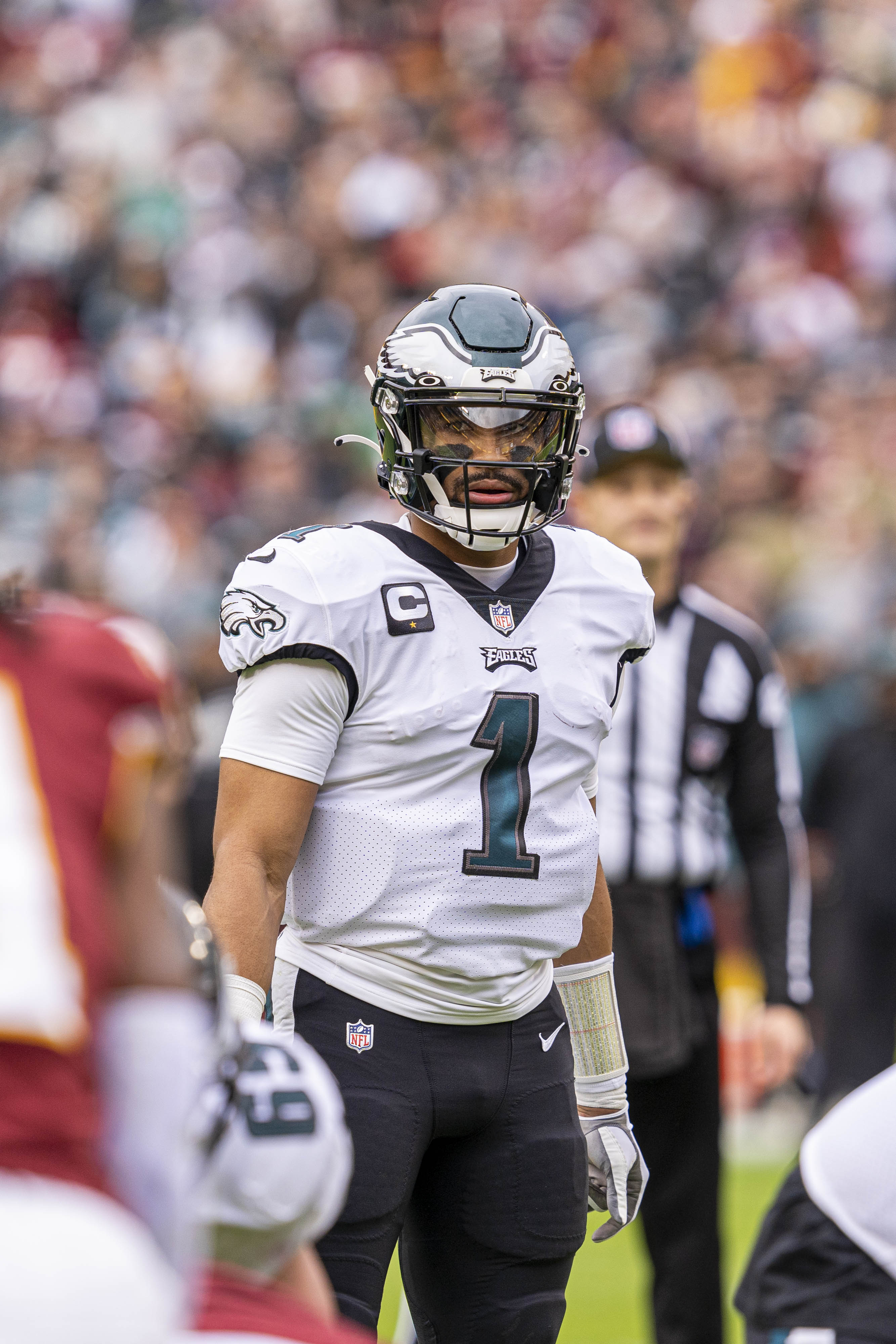 Jalen Hurts on the field for the Philadelphia Eagles in 2022
