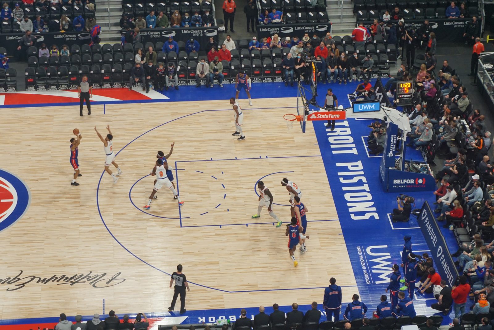 Detroit Pistons in game action at Little Caesars Arena in Detroit