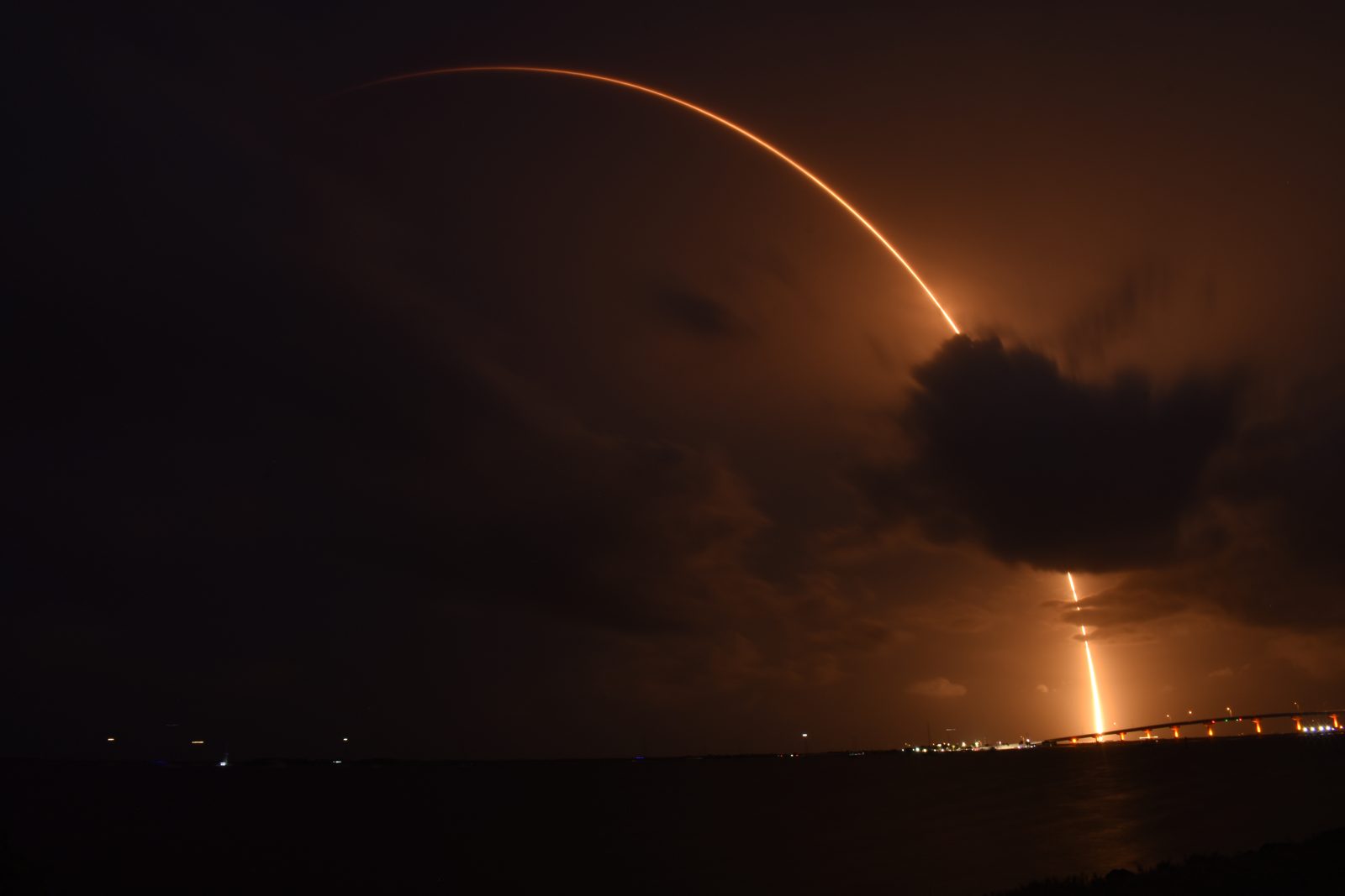 A SpaceX Falcon 9 rocket on the launch pad before liftoff