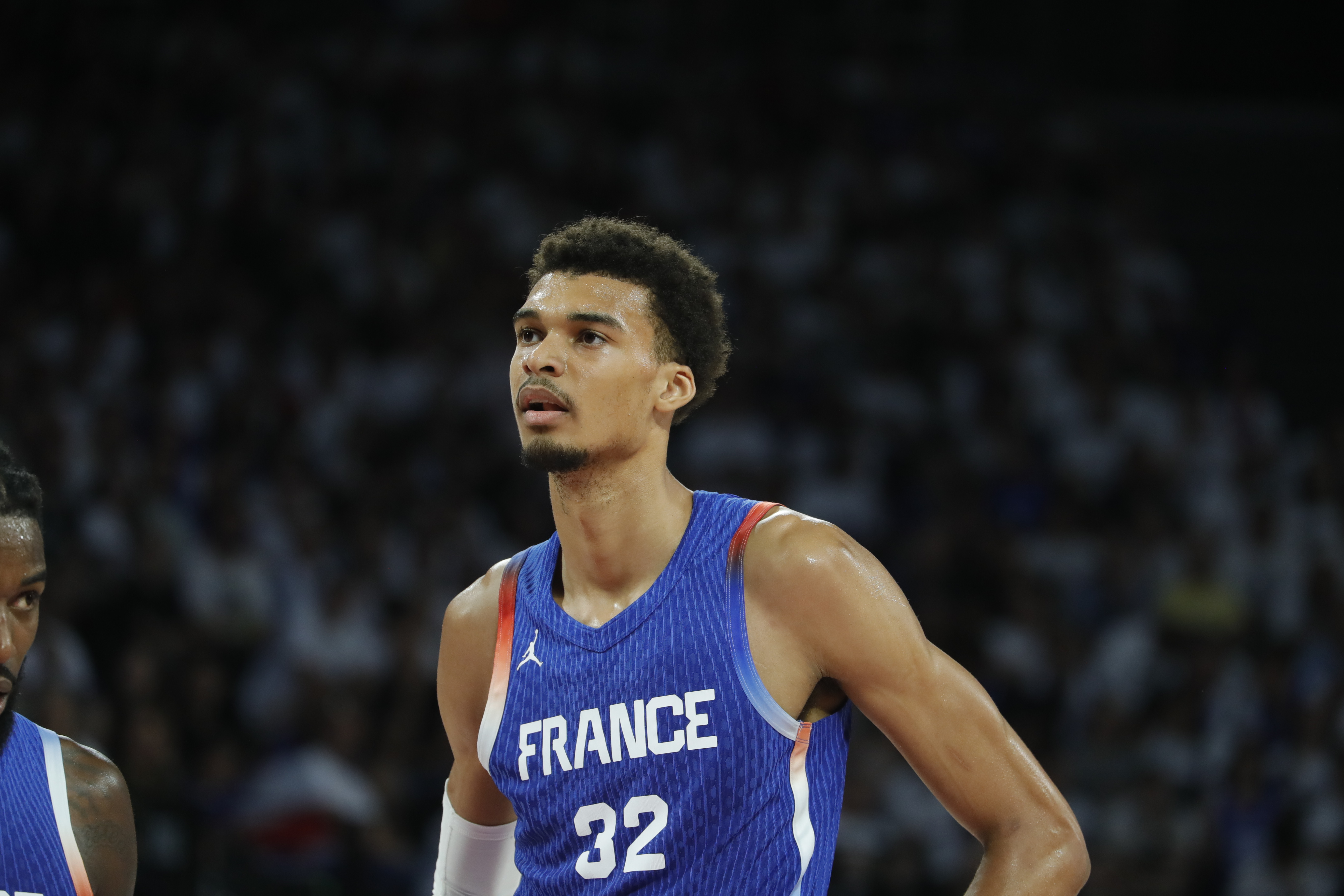 Victor Wembanyama playing for France in July 2024